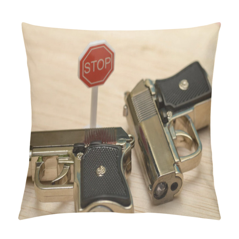 Personality  Weapons And Warning: Highlighting The Need For Stricter Gun Regulations Pillow Covers