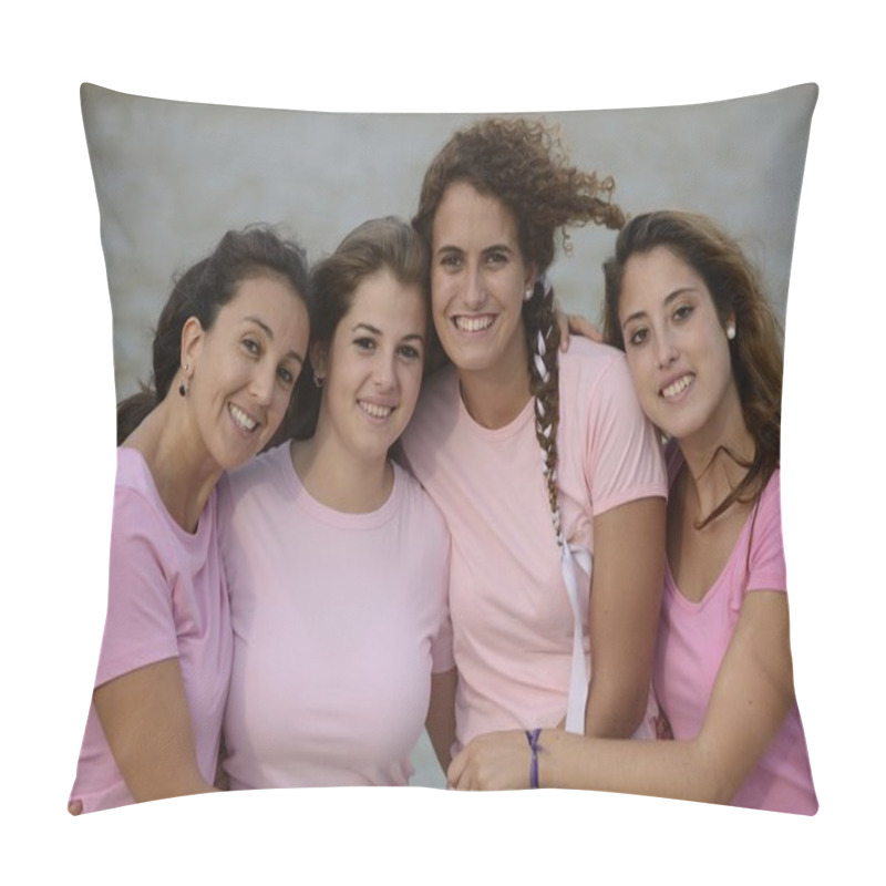 Personality  Group Of Women Wearing Pink Pillow Covers