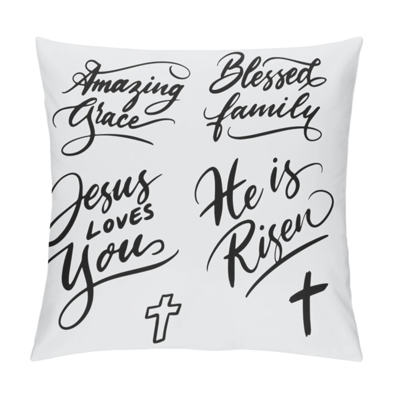 Personality  Amazing Blessed Family, Jesus Love You Handwriting Typography. Good Use For Logotype, Symbol, Cover Label, Product, Brand, Poster Title Or Any Graphic Design You Want. Easy To Use Or Change Color  Pillow Covers