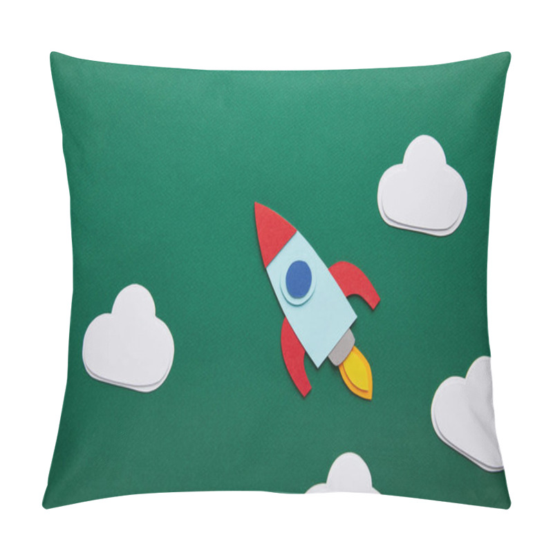 Personality  Top View Of Rocket And Clouds On Green Chalkboard Pillow Covers