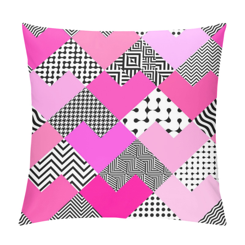 Personality  Geometric Pattern In A Patchwork Collage Style. Pillow Covers