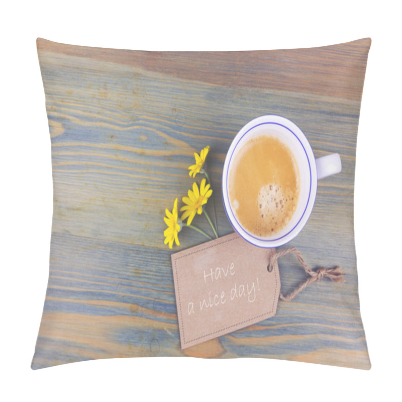 Personality  Coffee Cup And Daisy Flowers Pillow Covers