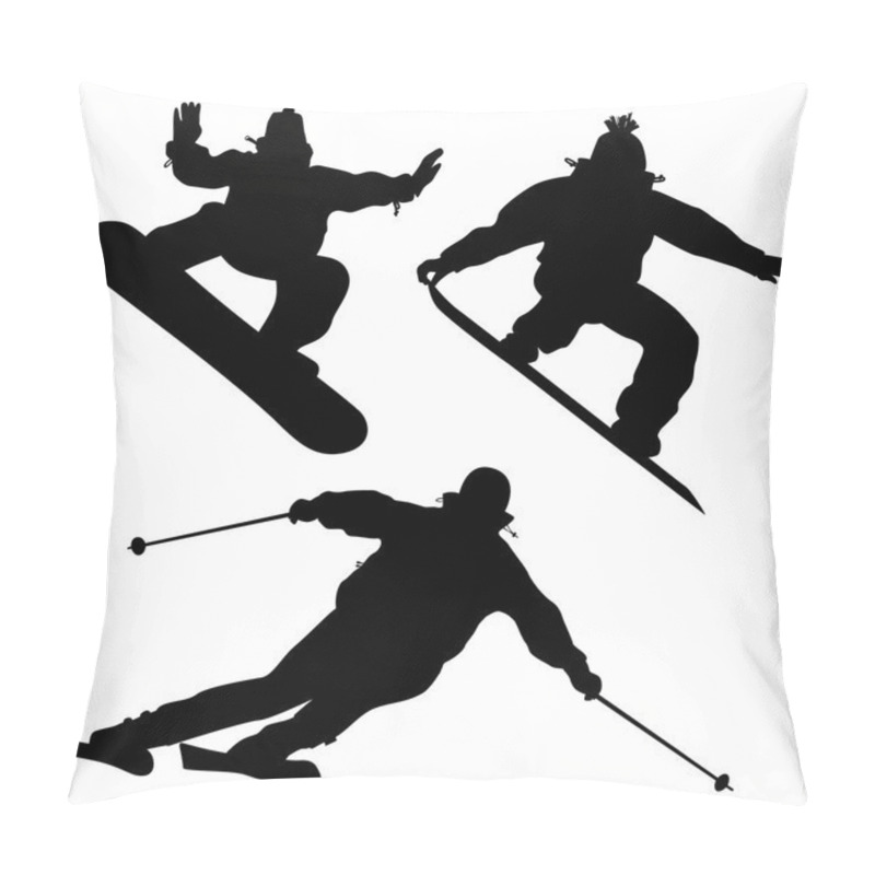 Personality  Collection. Snowboarders And A Skier Pillow Covers