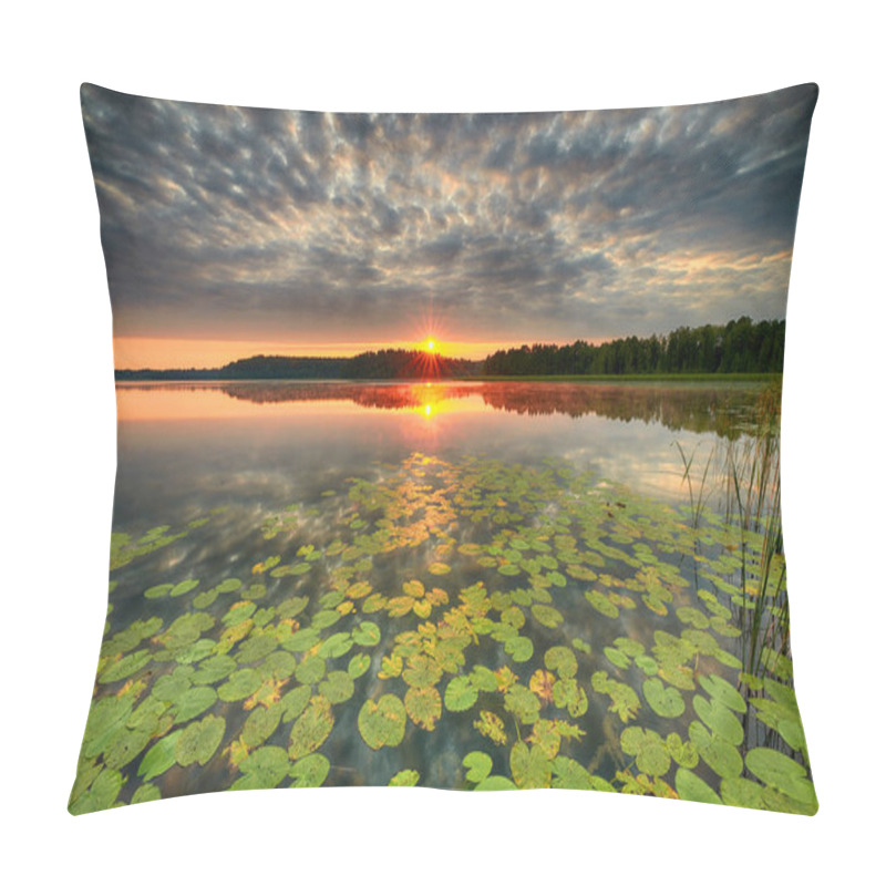 Personality  Beautiful Summer Sunrise Over Lake Pillow Covers