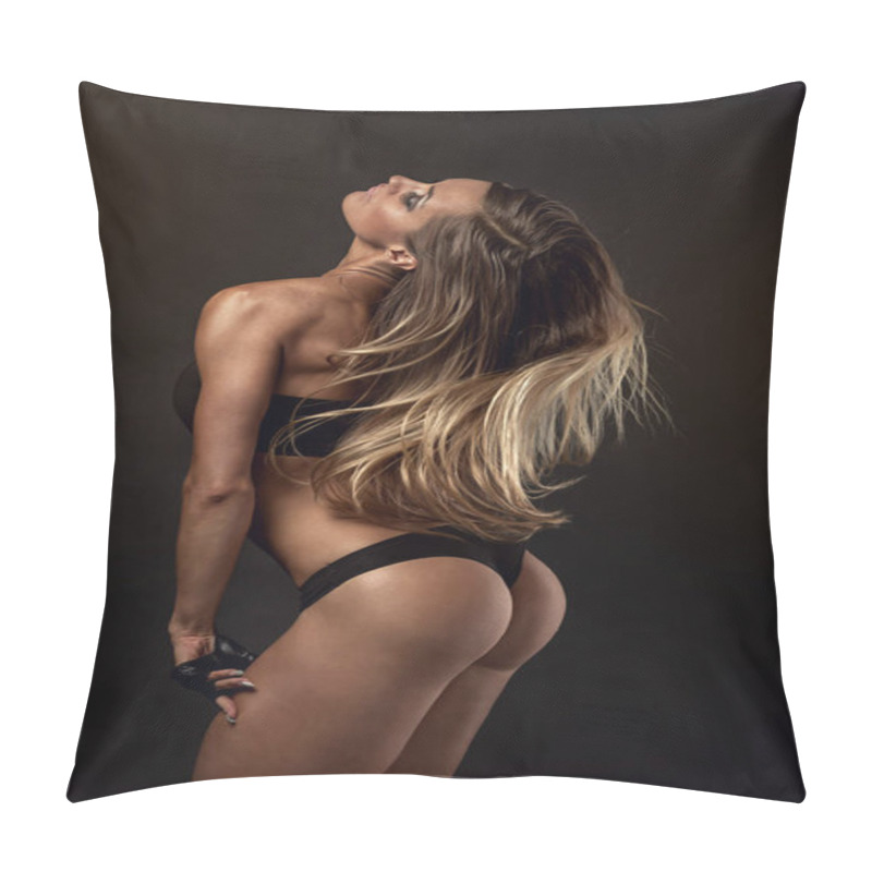 Personality  Nice Sexy Fitness Woman Showing Buttocks, Back Posing Pillow Covers