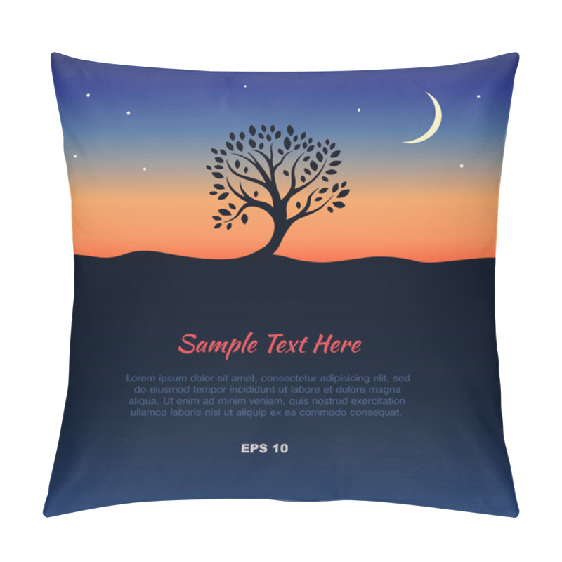 Personality  Landscape With Lonely Tree Silhouette At Dawn Pillow Covers