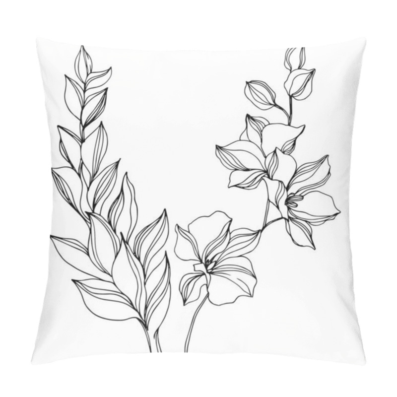 Personality  Vector Tropical Floral Botanical Flower. Black And White Engraved Ink Art. Isolated Flowers Illustration Element. Pillow Covers