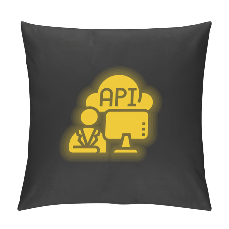 Personality  Api Yellow Glowing Neon Icon Pillow Covers