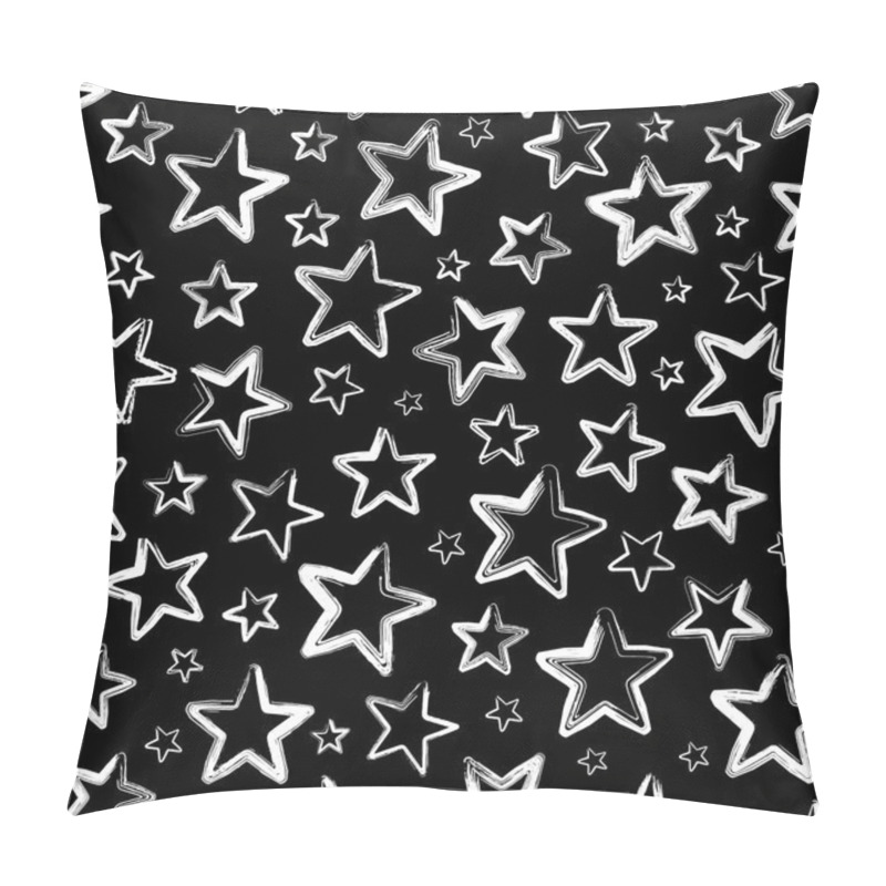 Personality  Vector Seamless Pattern With White Stars On Black Background Pillow Covers