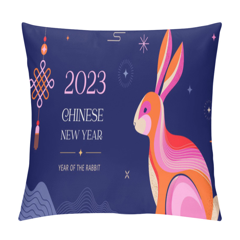 Personality  Chinese New Year 2023 Year Of The Rabbit - Chinese Zodiac Symbol, Lunar New Year Concept, Colorful Modern Background Design. Vector Illustration  Pillow Covers