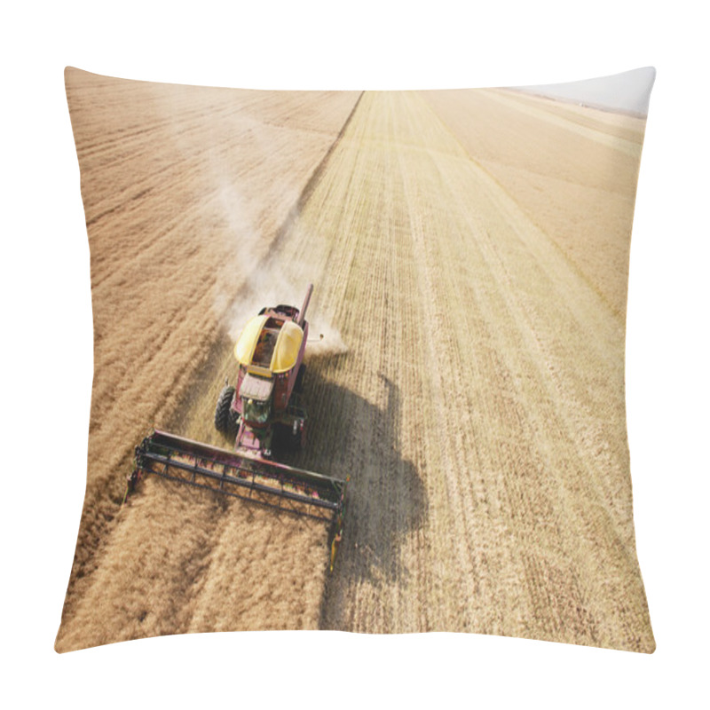 Personality  Aerial View Of Harvest In Field Pillow Covers