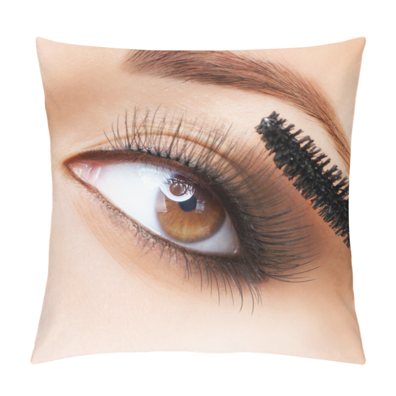 Personality  Makeup. Make-up. Applying Mascara. Long Eyelashes Pillow Covers