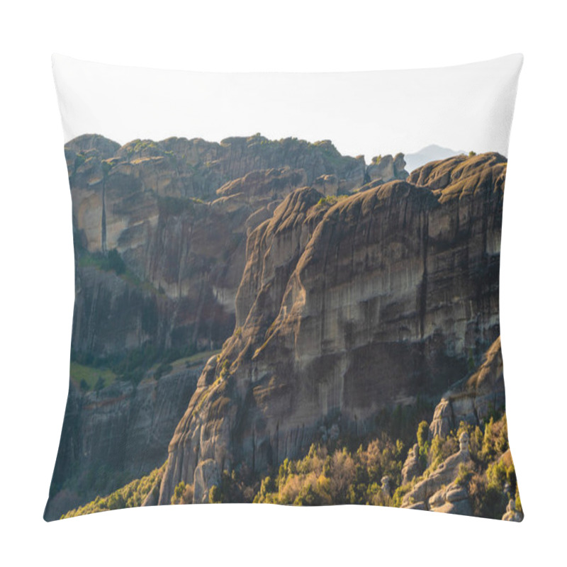 Personality  Sunshine On Rock Formations In Mountains Against Sky  Pillow Covers