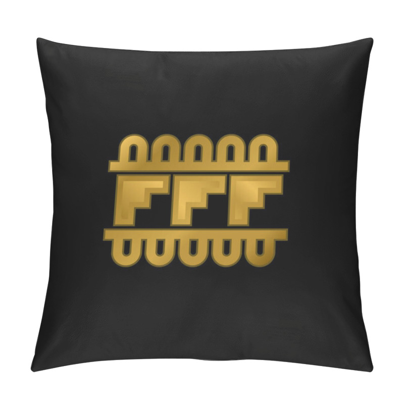 Personality  Artisanal Mosaic Design Of Mexico Gold Plated Metalic Icon Or Logo Vector Pillow Covers