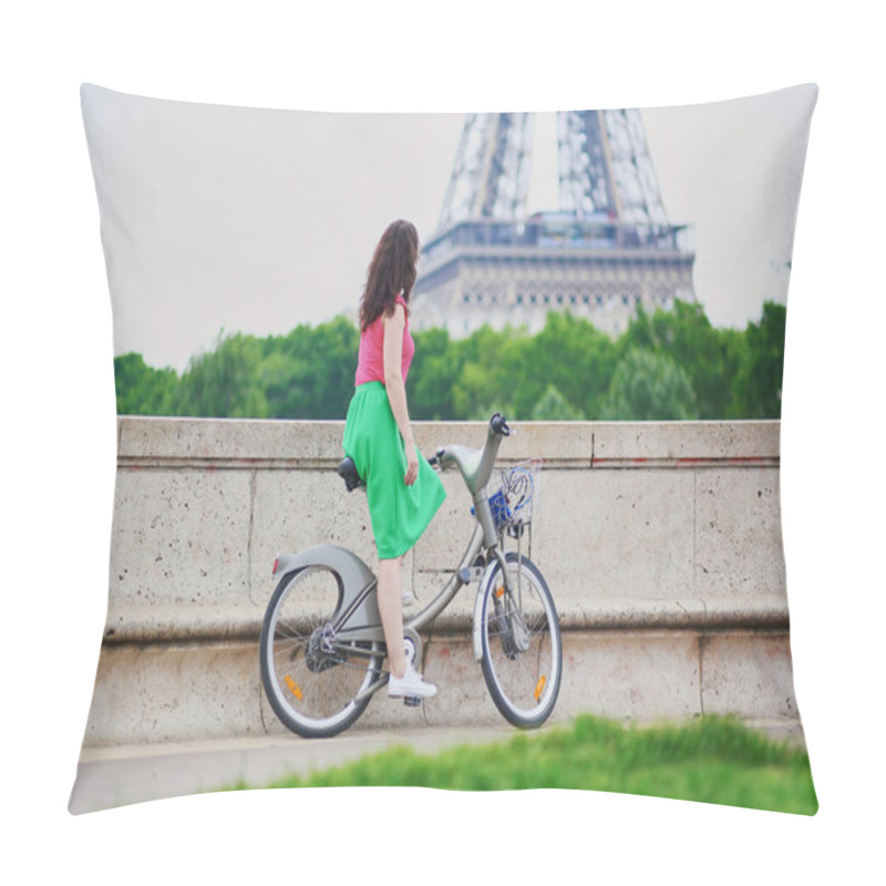 Personality  Woman Riding A Bicycle On A Street Of Paris Pillow Covers