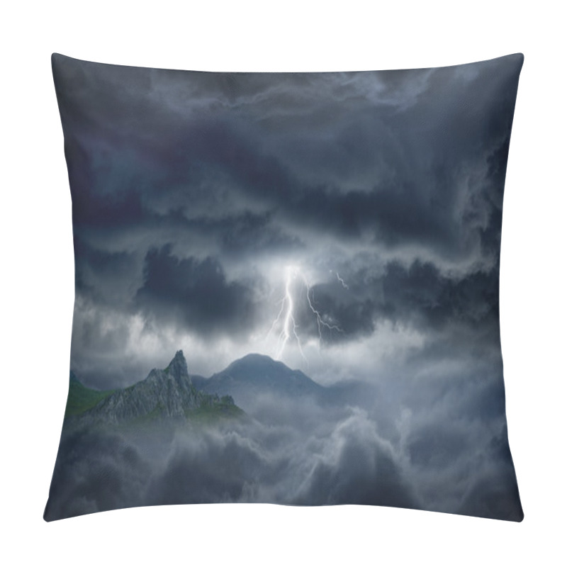 Personality  Stormy Sky, Lightning, Mountain Pillow Covers