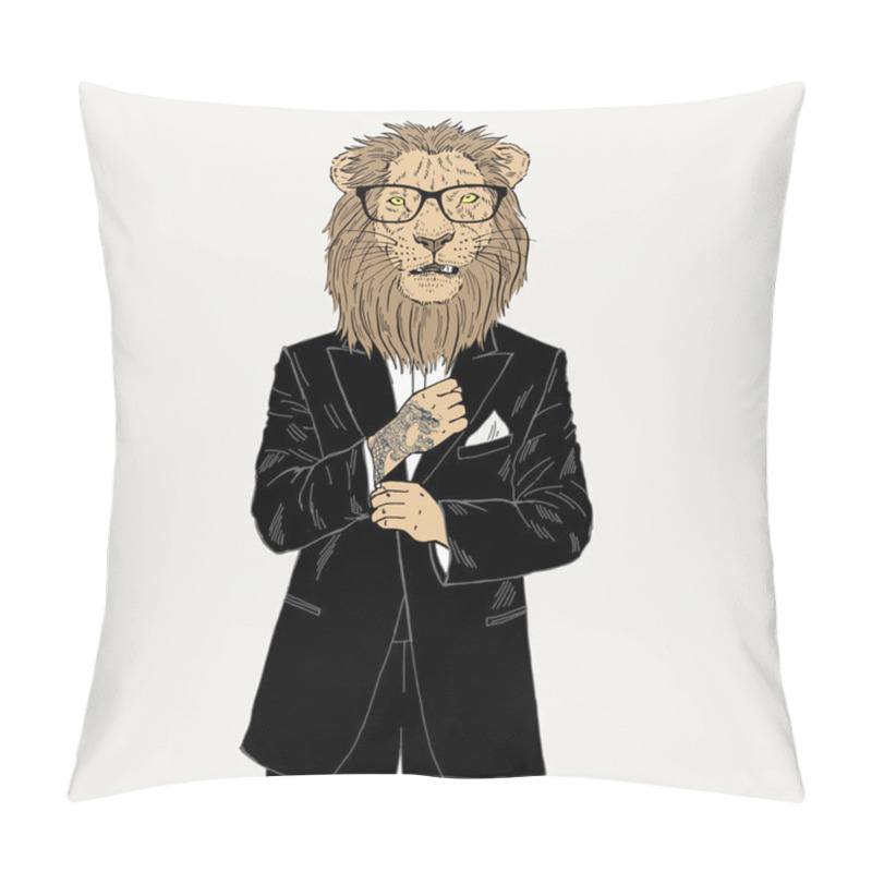 Personality  Lion Dressed Up In Tuxedo  Pillow Covers