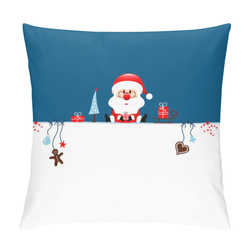 Personality  Wish List Christmas Santa And Icons Dark Blue Background Pillow Covers