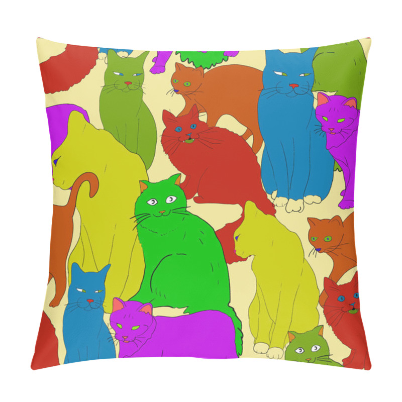 Personality  Cats Seamless Pattern Background. Vector Illustration. Pillow Covers