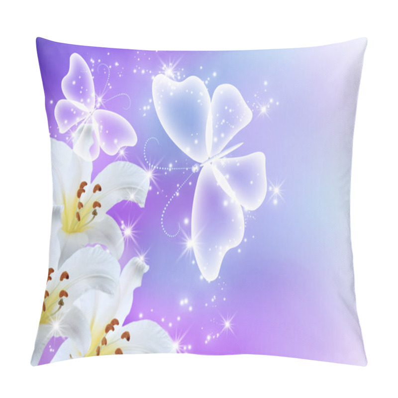 Personality  Lilies Blossom And Butterflies Pillow Covers