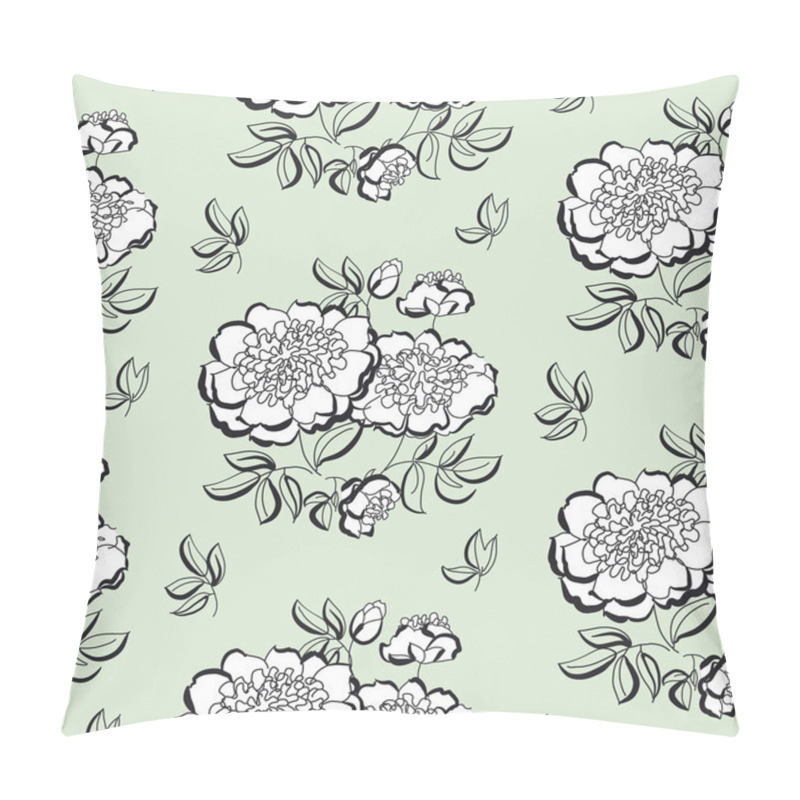 Personality  White Peony Floral Sketch. Spring Flower Vector Illustration. Bl Pillow Covers