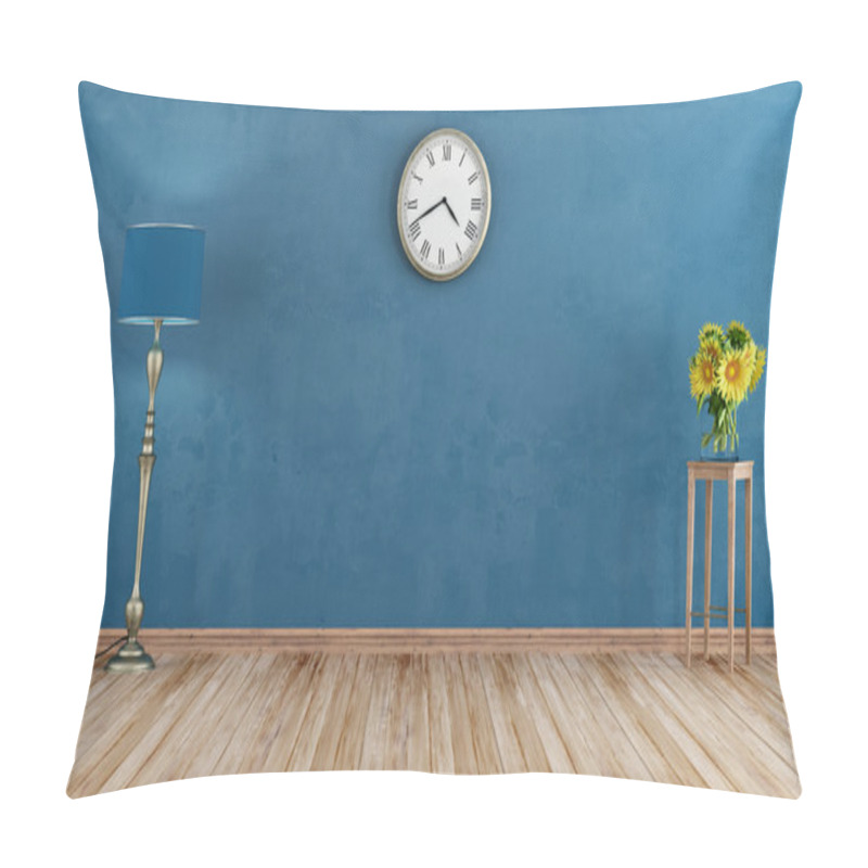 Personality  Retro Room With Blue Wall Pillow Covers