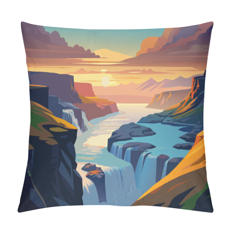 Personality  Beautiful Landscape Of Iceland. Vector Illustration Pillow Covers