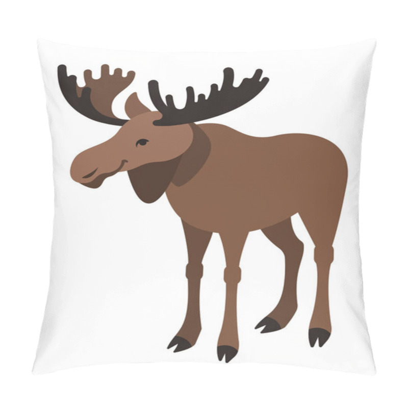 Personality  Cute Smiling Horned Elk Cartoon Illustration Pillow Covers