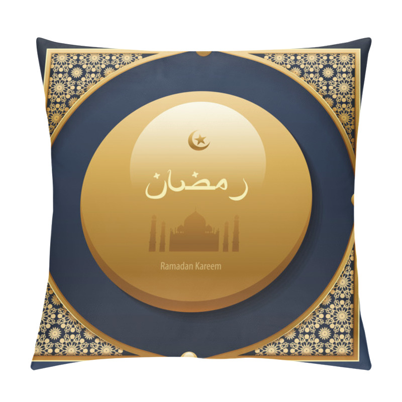 Personality  Illustration Gold Arabesque Background Ramadan, Greeting, Happy Month Pillow Covers