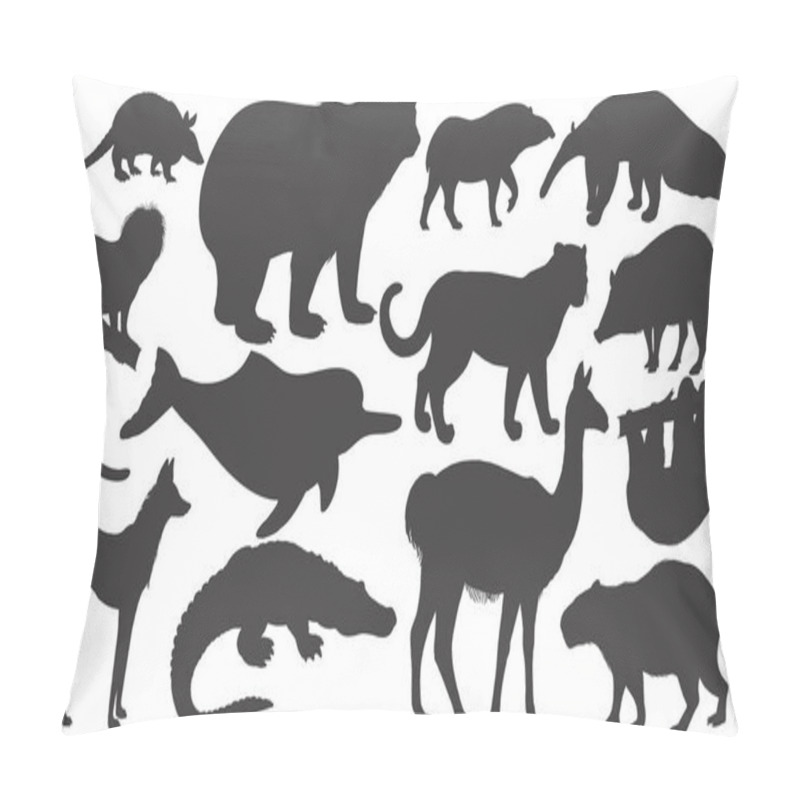 Personality  Set Of Silhouettes Animals Of South America. Pillow Covers