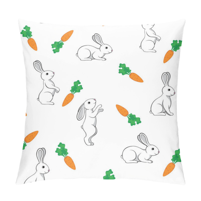 Personality  Seamless Pattern Of Rabbits And Carrots Pillow Covers