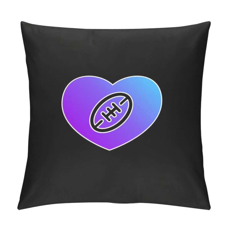 Personality  American Football Heart Blue Gradient Vector Icon Pillow Covers