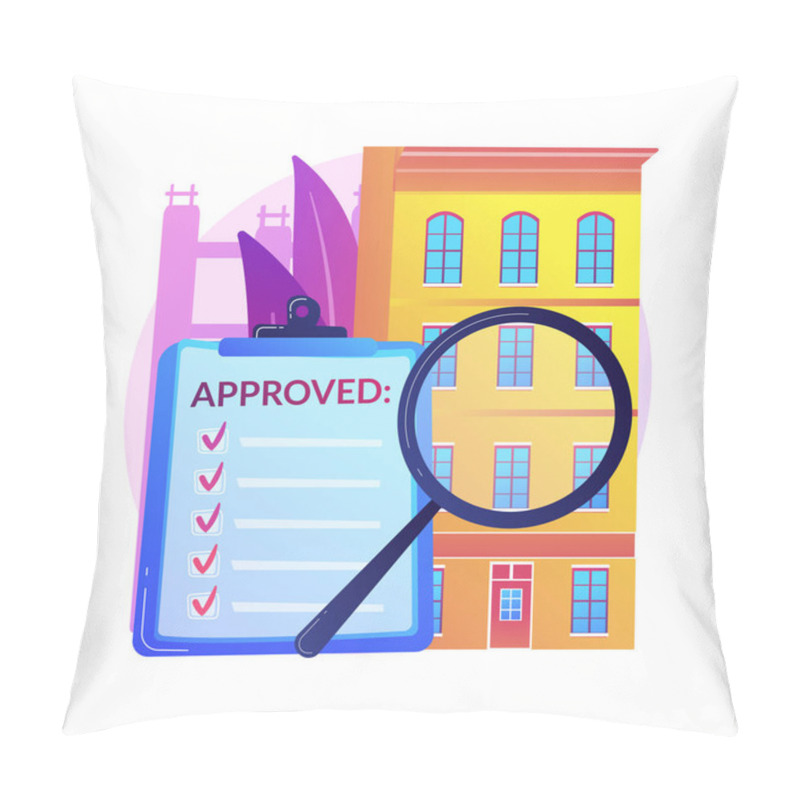 Personality  Construction Quality Control Abstract Concept Vector Illustration. Quality Management, Building Progress, Project Requirements, Materials Specification, Architecture Blueprint Abstract Metaphor. Pillow Covers