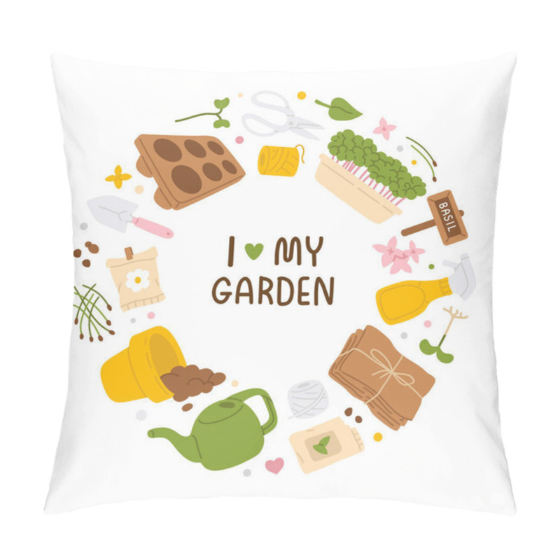 Personality  A Circle Of Vector Cartoon  Home Garden Items Including A Micro Green,seeds,watering Can Pillow Covers