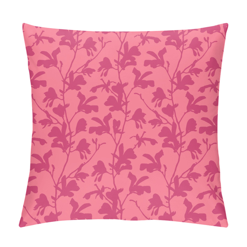 Personality  Seamless Pattern With Magnolia Tree Blossom. Pink Floral Background With Branch And Magnolia Flower. Spring Design With Big Floral Elements. Hand Drawn Botanical Illustration. Pillow Covers