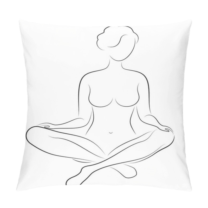 Personality  Silhouette Of A Sweet Lady, She Is Sitting. The Girl Has A Beautiful Nude Figure. The Woman Is Young And Slim. Vector Illustration Pillow Covers