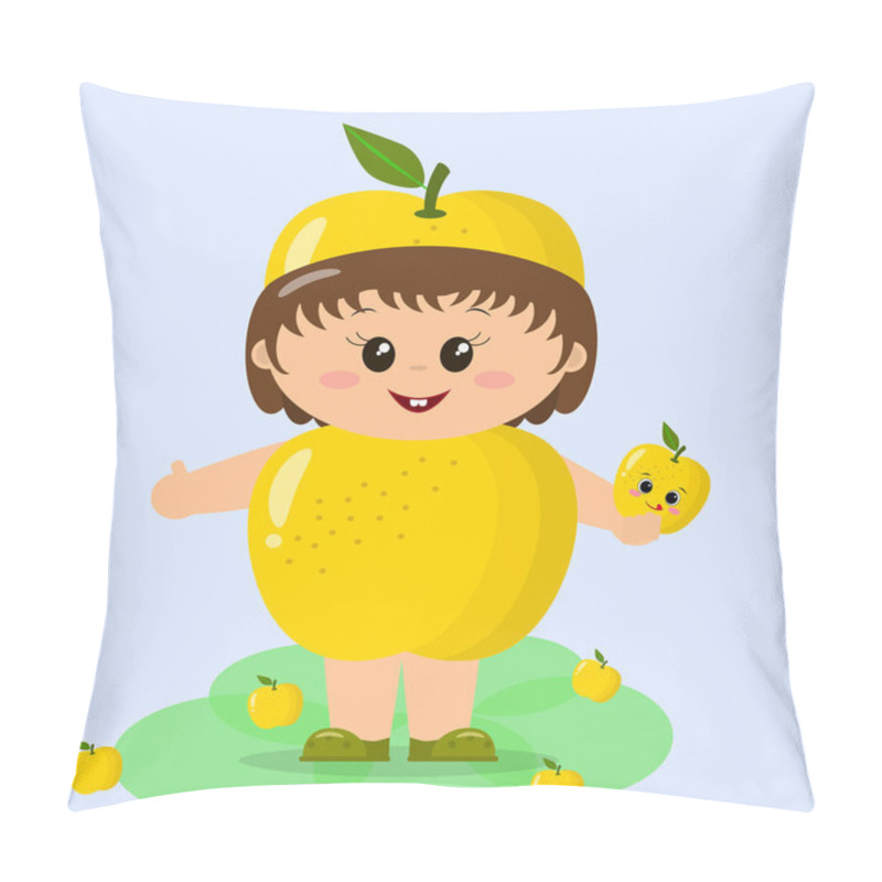 Personality  Baby In The Suit Of A Yellow Apple. Pillow Covers