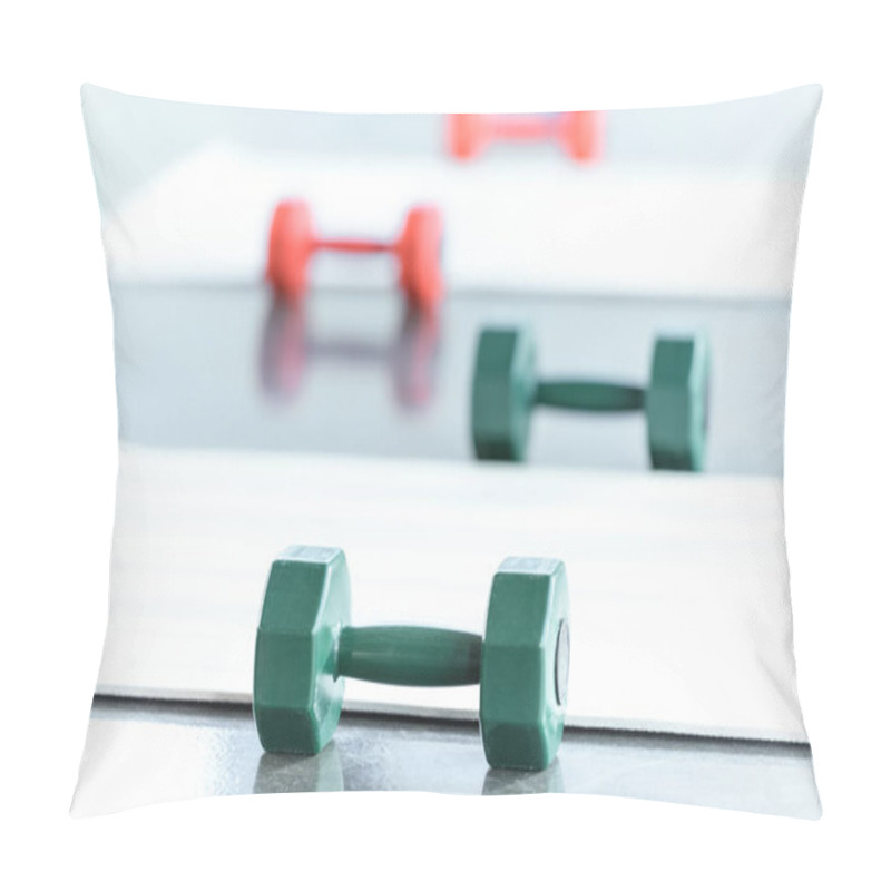 Personality  Dumbbells On Floor In Gum, Selective Focus Pillow Covers