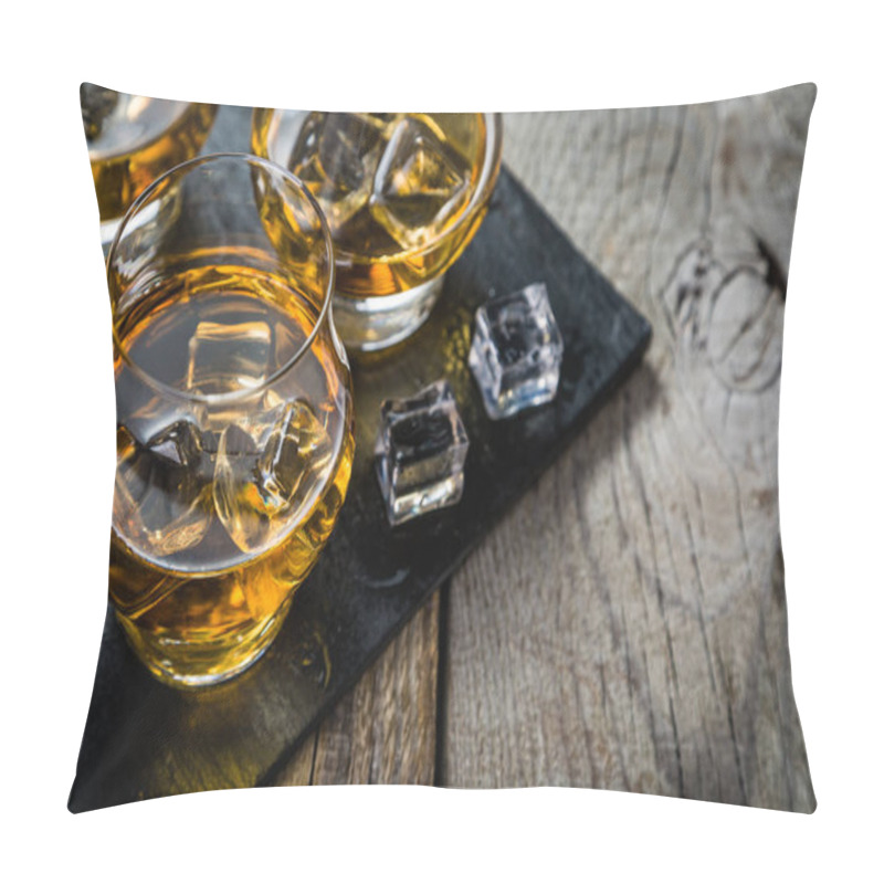 Personality  Whiskey With Ice In Glasses Pillow Covers