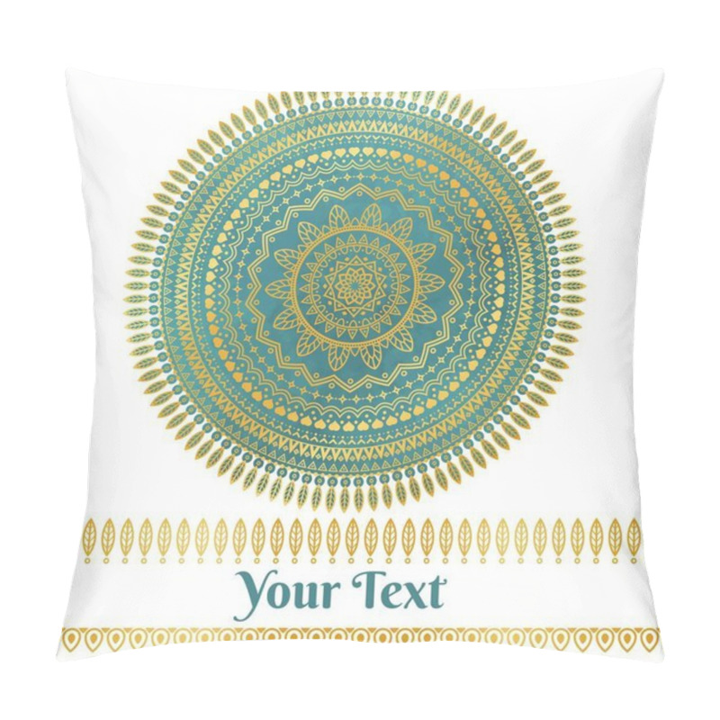 Personality  Vector Golden And Teal Mandala Background Pillow Covers