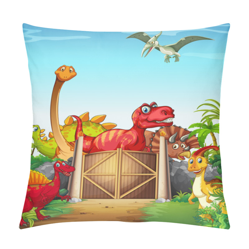 Personality  Dinosaurs In A Dino Park Pillow Covers