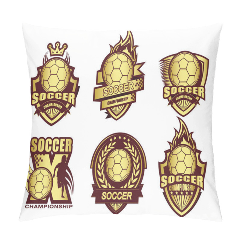 Personality  Illustration Of Golden Soccer Logo Set Pillow Covers