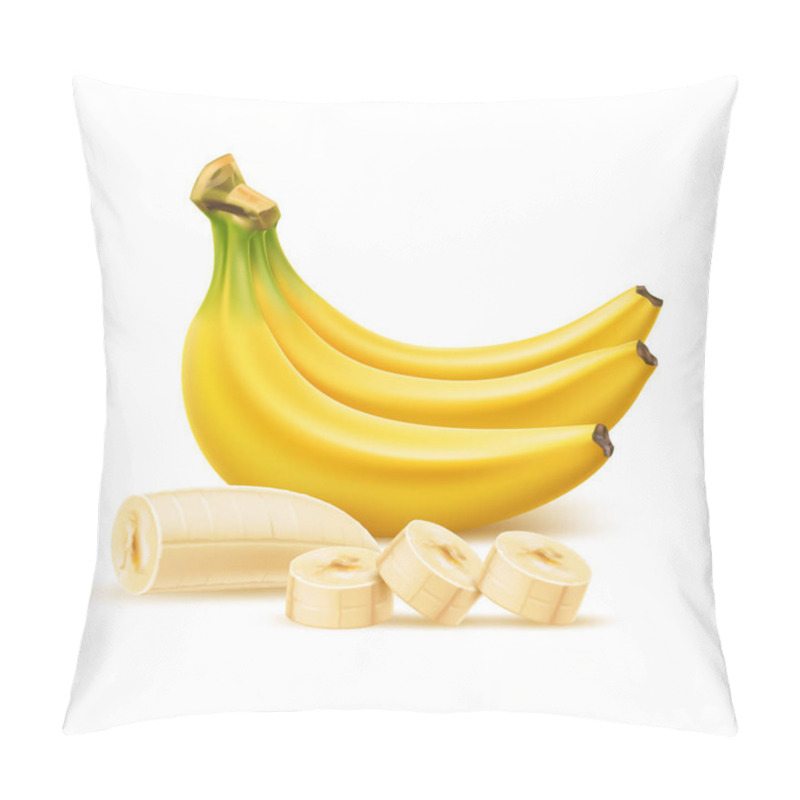 Personality  Vector Ripe Banana Bunch, Realistic Fresh Fruit Pillow Covers