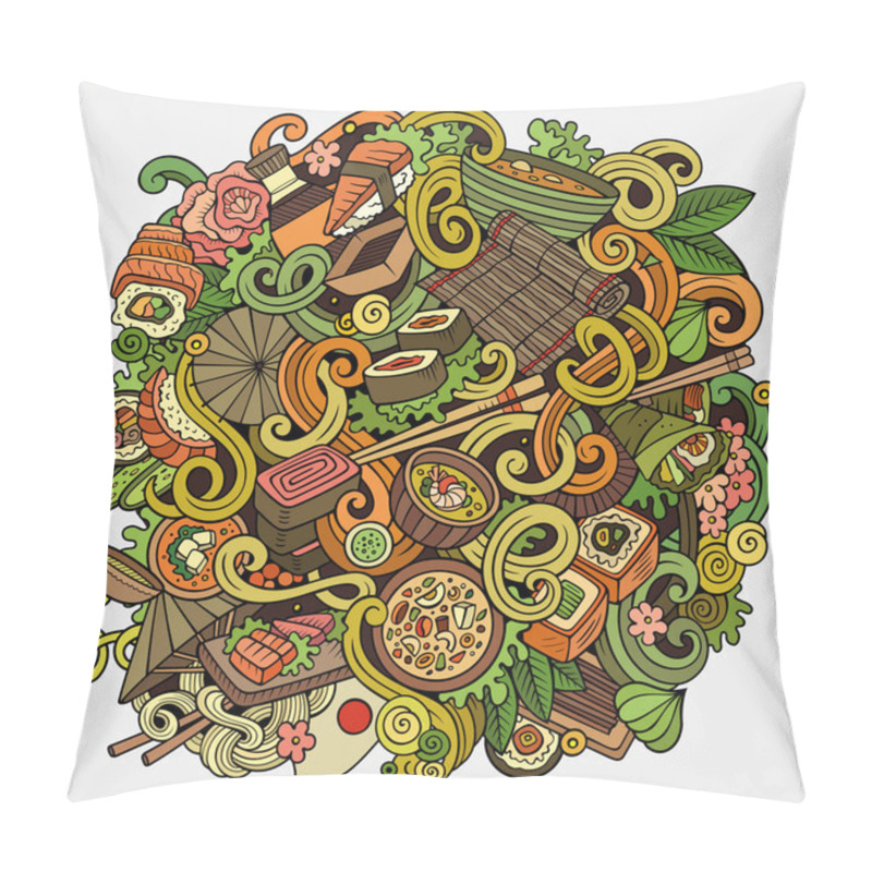 Personality  Cartoon Hand-drawn Doodles Japan Food Illustration. Pillow Covers