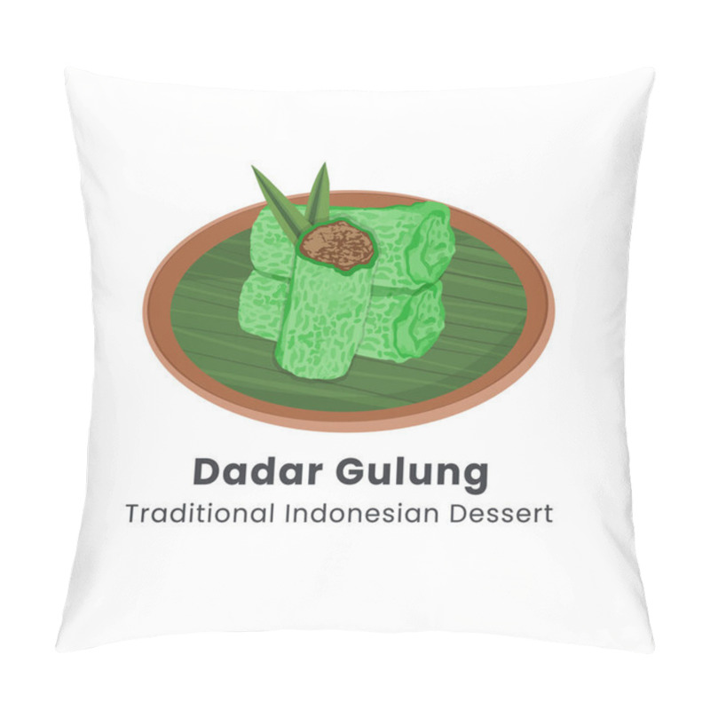 Personality  Hand Drawn Vector Illustration Of Dadar Gulung Or Rolled Indonesian Rice Cake With Coconut Made From Flour With Grated Coconut Mixed With Palm Sugar Pillow Covers