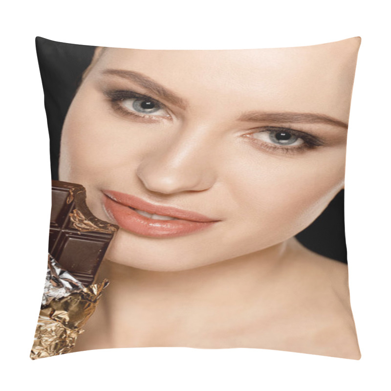 Personality  Woman With Chocolate Bar Pillow Covers