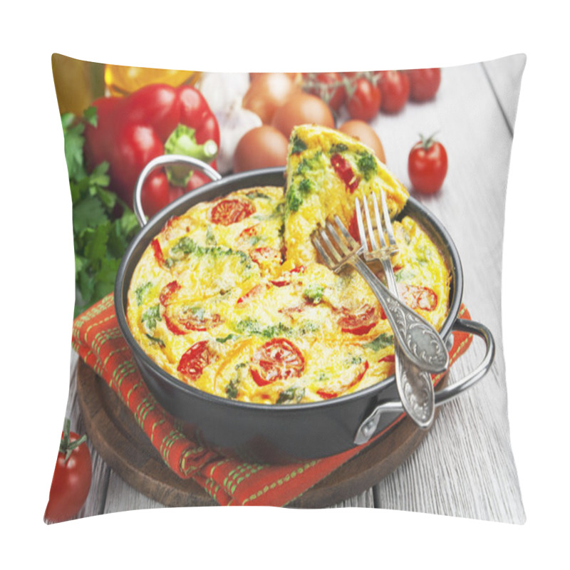 Personality  Omelet With Vegetables And Cheese. Frittata Pillow Covers