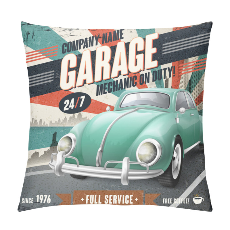 Personality  Attractive Retro Car Design Poster  Pillow Covers