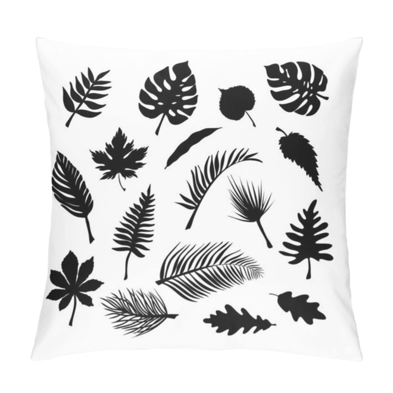 Personality  Doodle Leaf Set Icons Isolated On White. Stencil Leaves. Vector Stock Illustration. EPS 10 Pillow Covers