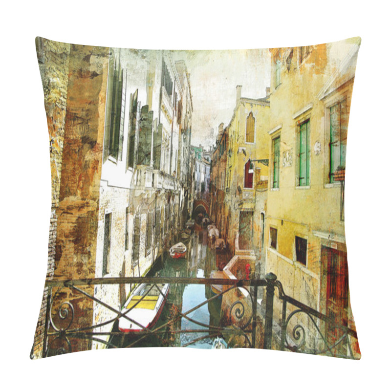 Personality  Pictorial Venetian Streets - Artwork In Painting Style Pillow Covers